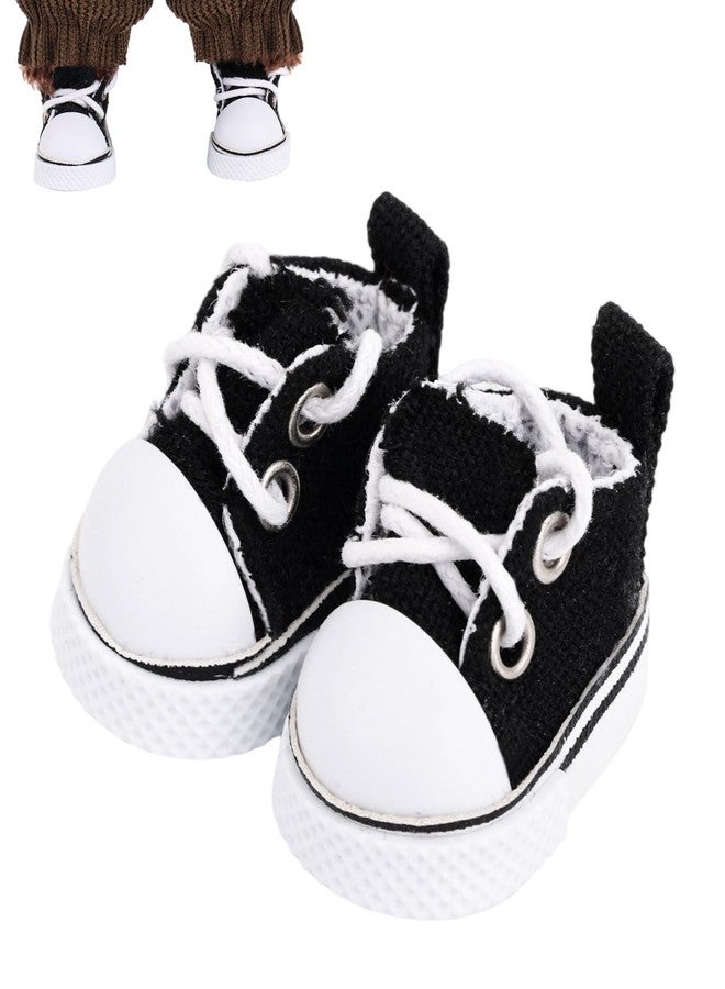 Fukaisu 1 Pair Doll Canvas Shoes, Stylish & Versatile Mini Sneakers Lace-Up Shoes for 17cm/15cm Toy Outfit Accessories Party Decoration No Doll Included(Black) - Image 1